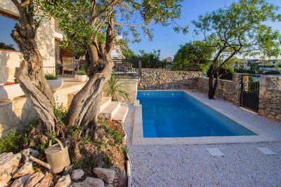 Adorable Holiday Villa with Pool First Row to the Sea and in Front of the Beach near Trogir