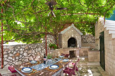 Adorable Beachfront Villa with Pool and Beautiful Garden with Barbecue near Rogoznica