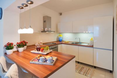 Adorable Beachfront Villa with Pool and Beautiful Garden with Barbecue near Rogoznica