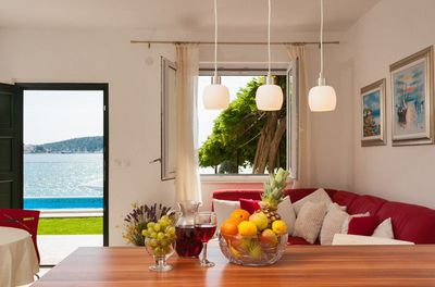 Adorable Beachfront Villa with Pool and Beautiful Garden with Barbecue near Rogoznica