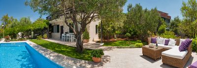 Adorable Beachfront Villa with Pool and Beautiful Garden with Barbecue near Rogoznica
