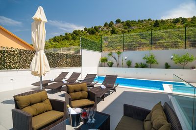 Attractive Villa with Beautiful Garden, Pool and Marvelous Sea View near Rogoznica