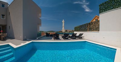 Attractive Villa with Beautiful Garden, Pool and Marvelous Sea View near Rogoznica