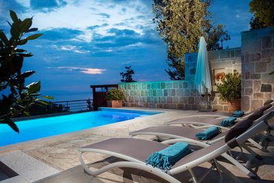 Traditional Dalmatian Sea View Stone Villa with Pool Makarska Riviera
