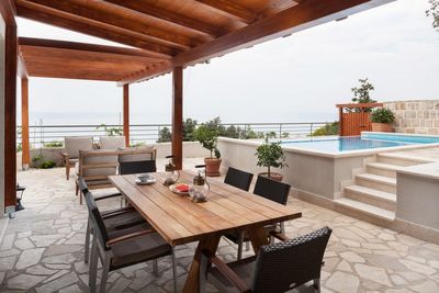 Traditional Dalmatian Sea View Stone Villa with Pool Makarska Riviera