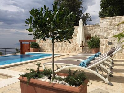 Traditional Dalmatian Sea View Stone Villa with Pool Makarska Riviera