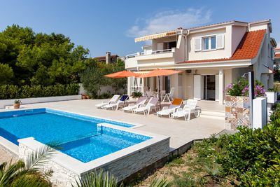 Delightful Beachfront Villa with Pool with Heating Possibility near Rogoznica
