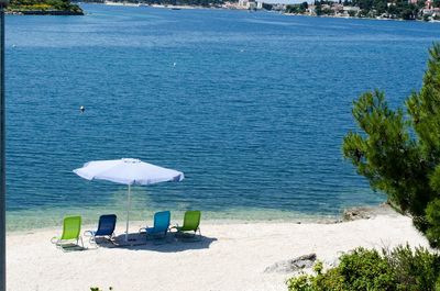 Delightful Beachfront Villa with Pool with Heating Possibility near Rogoznica