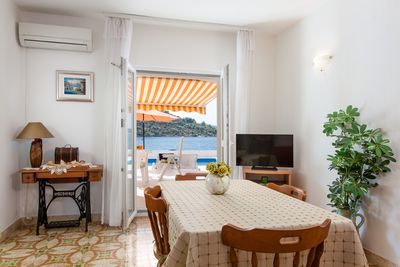 Delightful Beachfront Villa with Pool with Heating Possibility near Rogoznica