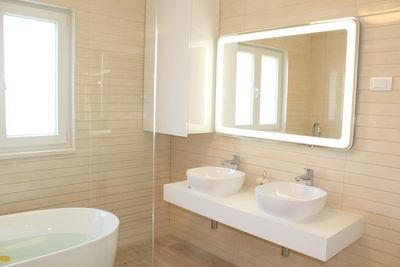 Delightful Beachfront Villa with Pool with Heating Possibility near Rogoznica