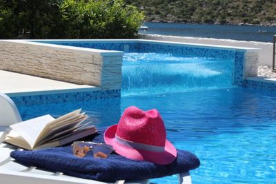Delightful Beachfront Villa with Pool with Heating Possibility near Rogoznica