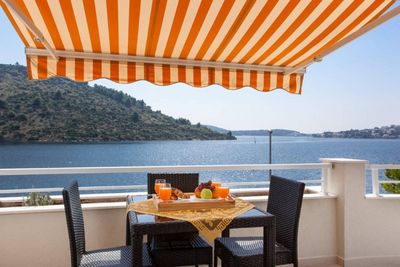 Delightful Beachfront Villa with Pool with Heating Possibility near Rogoznica
