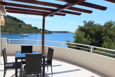 Delightful Beachfront Villa with Pool with Heating Possibility near Rogoznica