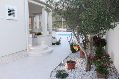 Delightful Beachfront Villa with Pool with Heating Possibility near Rogoznica