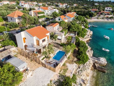 Adorable Holiday Villa with Pool First Row to the Sea and in Front of the Beach near Trogir