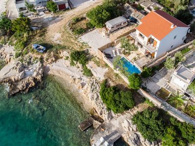 Adorable Holiday Villa with Pool First Row to the Sea and in Front of the Beach near Trogir