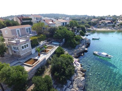 Beachfront Holiday House in Kanica with Beautiful Yard and Sea Views
