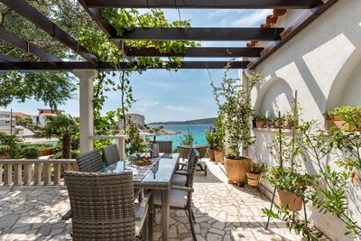 Sea Front House with Private Beach in Kanica; Rogoznica Riviera