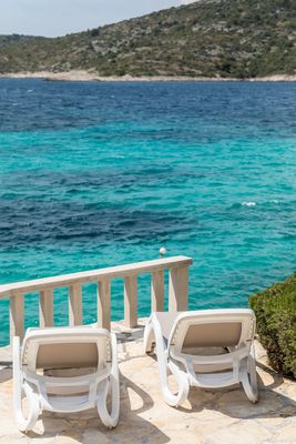 Sea Front House with Private Beach in Kanica; Rogoznica Riviera