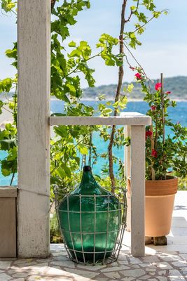 Sea Front House with Private Beach in Kanica; Rogoznica Riviera