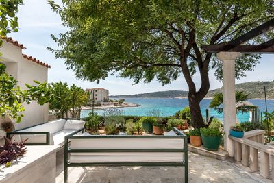 Sea Front House with Private Beach in Kanica; Rogoznica Riviera
