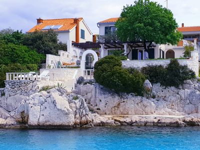 Sea Front House with Private Beach in Kanica; Rogoznica Riviera